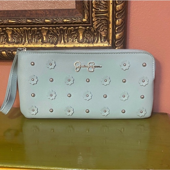 Jessica Simpson Handbags - Jessica Simpson Light Blue Floral Wristlet